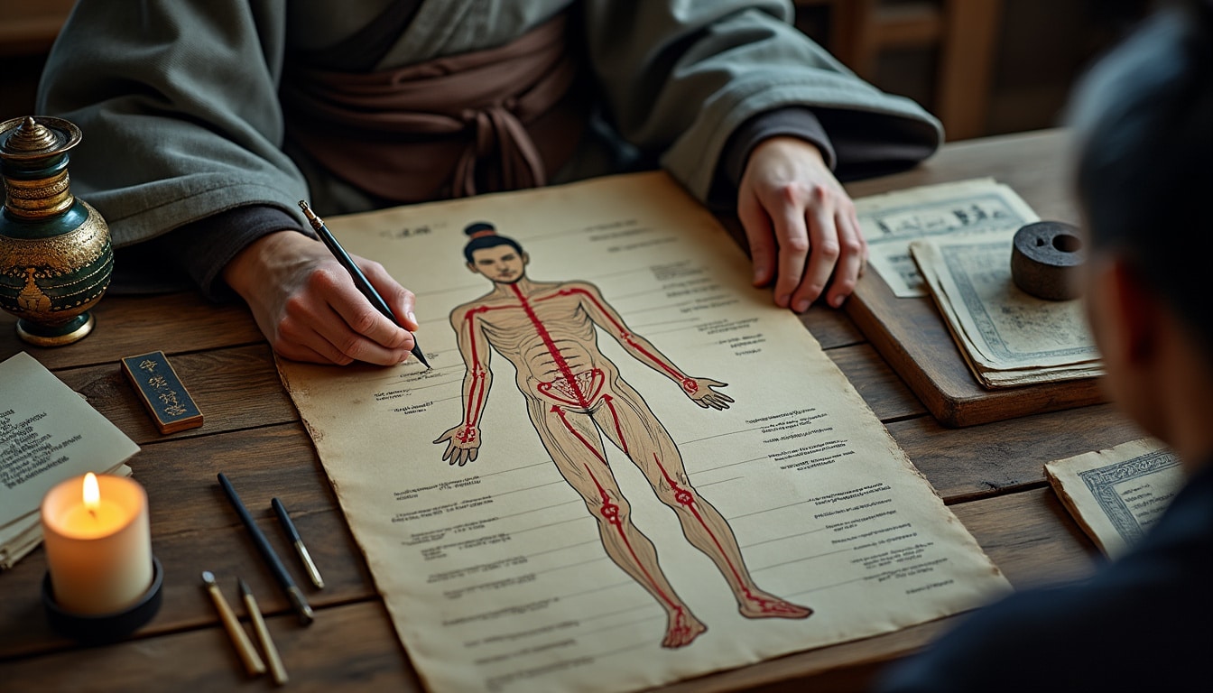 découvrez l’origine de la carte des points d’acupuncture, son évolution au fil des siècles et les principes de la médecine traditionnelle chinoise.